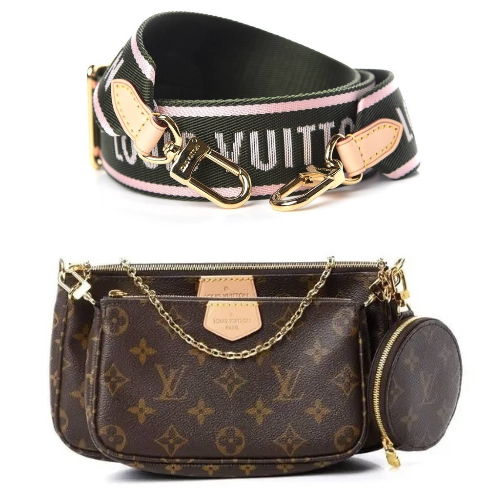Louis Vuitton Multi Pochette Accessories monogram crossbody 3-bag w/rare Strap